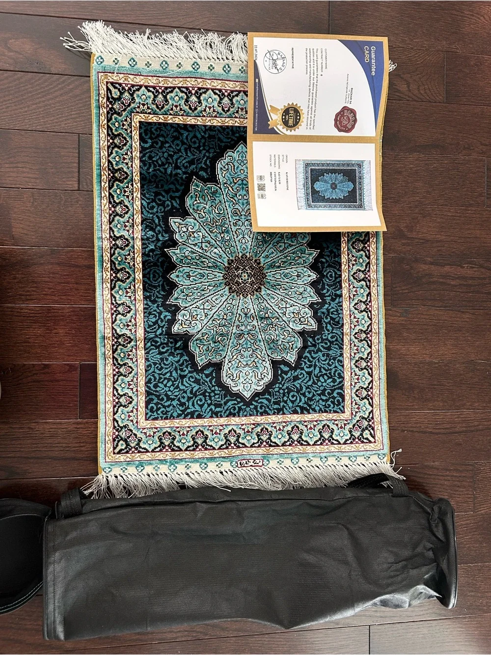 Bazaar 54 Handmade Turkish Kayseri Silk Rug 17x27 Blue Medallion